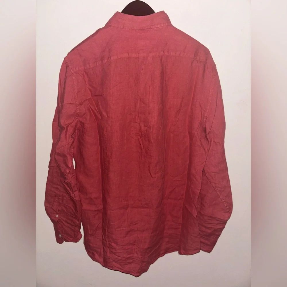 NWT J.Crew Washed linen shirt w/ point collar Medium Seasoned Red Preppy Casual